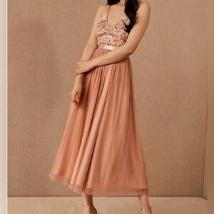 NWT BHLDN Blush Embroidered Midi Dress